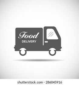 Icon with Flat Graphics Element of Food Delivery Car Vector Illustration EPS10
