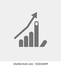 icon flat hand, index finger up, arrow, growth, business,  progress symbol, ROI, marketing, roi business, seo, business concept,  success,  positive management, result, satisfy, winner, rating, 
