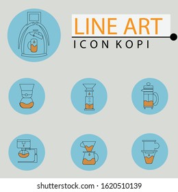 Icon flat kopi manual brawing