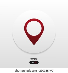 icon flat map pointer in red. Vector