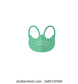 Icon Flat Medical Face Mask that protects airborne diseases, viruses. For the prevention of the influenza epidemic of a deadly strain, Coronavirus. Defence from air pollution on white background