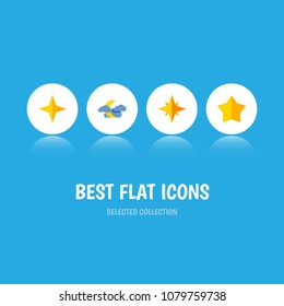 Icon flat midnight set of starlet, asterisk, night sky and other vector objects. Also includes star, sky, asterisk elements.