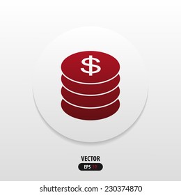 icon flat money in red. Vector