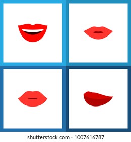 Icon flat mouth set of mouth, laugh, lipstick and other vector objects. Also includes lips, mouth, laugh elements.