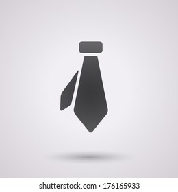 icon flat necktie, isolated, shaded, black color