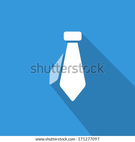 icon flat necktie, isolated, shaded, blue & white colors