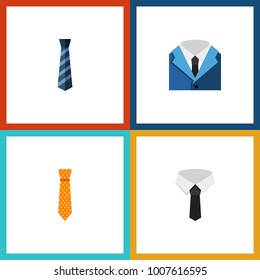 Icon flat necktie set of cravat, suit, clothing and other vector objects. Also includes clothing, textile, cravat elements.