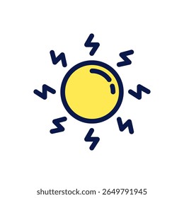 Icon Flat Outline energía solar eléctrica. Energía libre, ecología, energía renovable, verde y concepto de planta de energía solar. Icono de color colorido y línea.