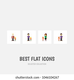 Icon flat relatives set of daugther, father, gril and other vector objects. Also includes family, father, son elements.