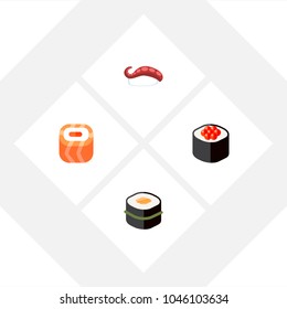 Icon flat sashimi set of seafood, gourmet, eating and other vector objects. Also includes sushi, salmon, rolls elements.