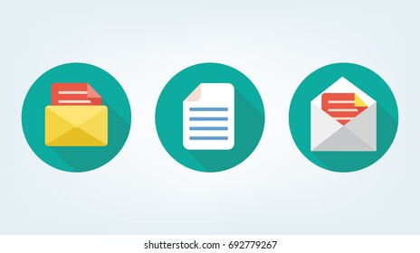Icon flat, send letter, mail, information exchange, work process, working day.