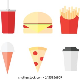 icon flat set. fast food vector design