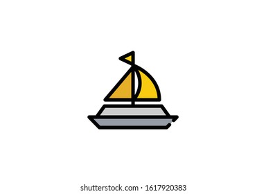 Icon Flat Ship Vector Illustrator Simple Design