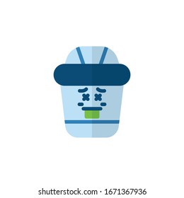 Icon flat sick stomach cartoon cute character in kawaii linework style vector illustrator graphic design on white background good for symbol warning

