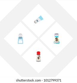 Icon flat sodium set of saltshaker, spicy, sodium and other vector objects. Also includes sodium, saltshaker, salt elements.