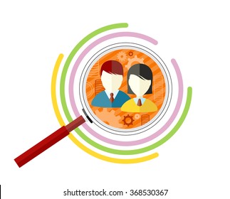 Icon flat style concept target audience. Business marketing, infographic information, social chart, data market, development and research infograph illustration. Target audience vector concept