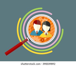 Icon flat style concept target audience. Business marketing, infographic information, social chart, data market, development and research infograph illustration. Target audience vector