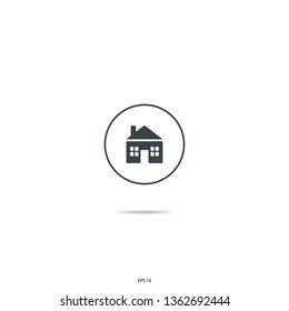 Icon in flat style, house in a circle
