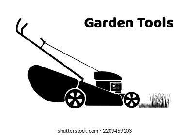 Icon In Flat Style Lawn Mower With Cut Grass. Isolated On A White Background. Vector.