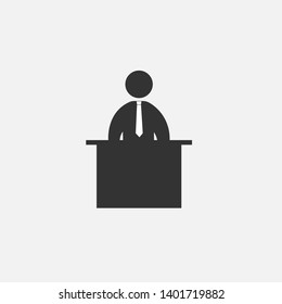 icon in flat style man in a tie at the table. vector illustration