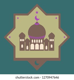 Icon in a flat style Muslim mosque