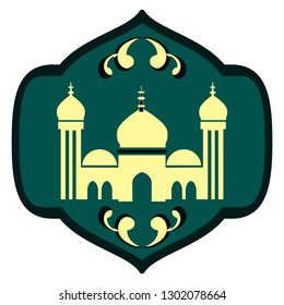 Icon in a flat style Muslim mosque