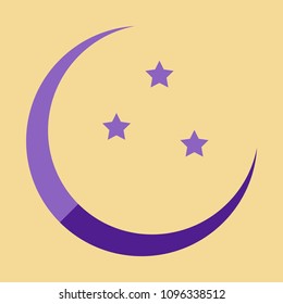 Icon in a flat style Ramadan moon and stars