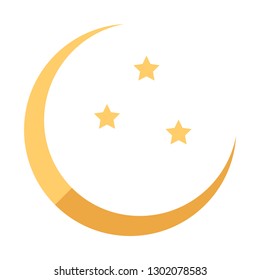 Icon in a flat style Ramadan moon and stars