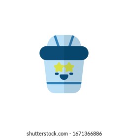 Icon flat super star cartoon cute character in kawaii linework style vector illustrator graphic design on white background good for symbol warning

