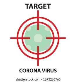 Icon flat target, corona virus illustrator vector graphic design in Wuhan, corona virus infection. 2019-nvoc corona microbial virus, on white background