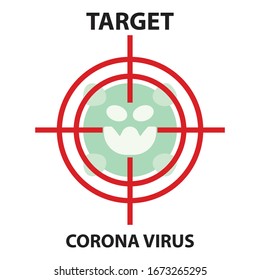 Virus Corona Target, un ilustrador del virus de la corona de diseño gráfico vectorial en Wuhan, infección por el virus de la corona. Virus microbiano de la corona del caos 2019, sobre fondo blanco