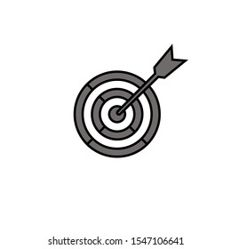 icon flat target with dart in black. Stock Vector illustration isolated on white background.