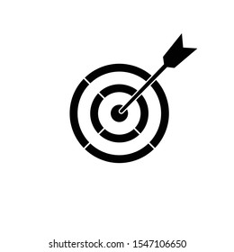 icon flat target with dart in black. Stock Vector illustration isolated on white background.