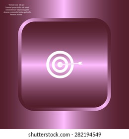 icon flat target with dart in black, isolated, shaded
