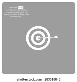 icon flat target with dart in black, isolated, shaded