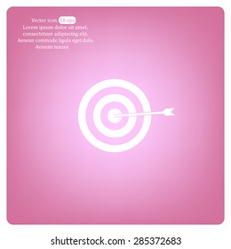 icon flat target with dart in black, isolated, shaded
