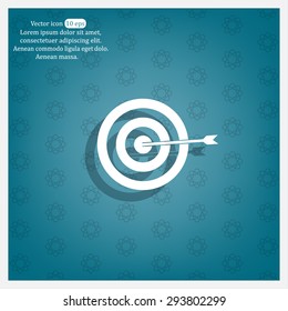 icon flat target with dart in black, isolated, shaded
