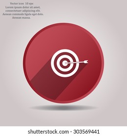 icon flat target with dart in black, isolated, shaded