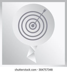 Icon flat target with dart in black, isolated, shaded