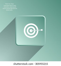 icon flat target with dart in black, isolated, shaded
