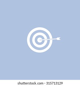 icon flat target with dart in black, isolated, shaded