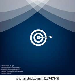 icon flat target with dart in black, isolated, shaded