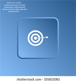 icon flat target with dart in black, isolated, shaded