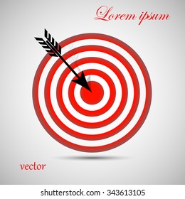 icon flat target with dart in black, isolated,