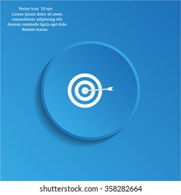 icon flat target with dart in black, isolated, shaded