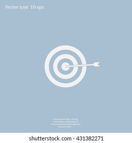 icon flat target with dart in black, isolated, shaded