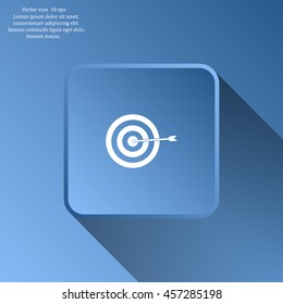 icon flat target with dart in black, isolated, shaded
