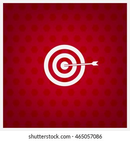 icon flat target with dart in black, isolated, shaded