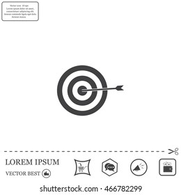 icon flat target with dart in black 