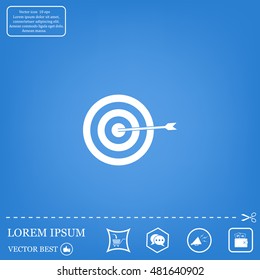 icon flat target with dart in black, isolated, shaded
